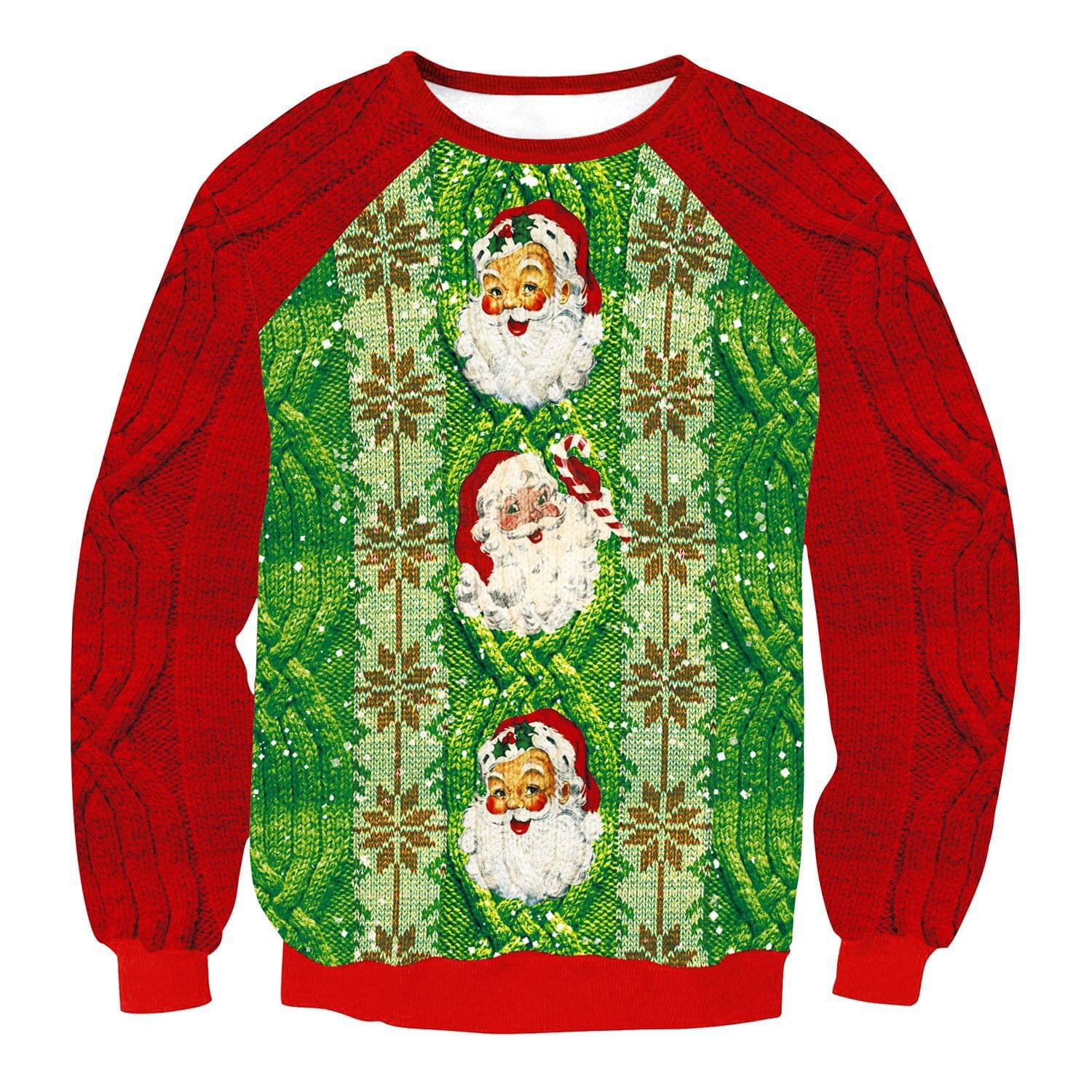 Cute Unisex Santa Snowflake Print Couple Xmas Pullover