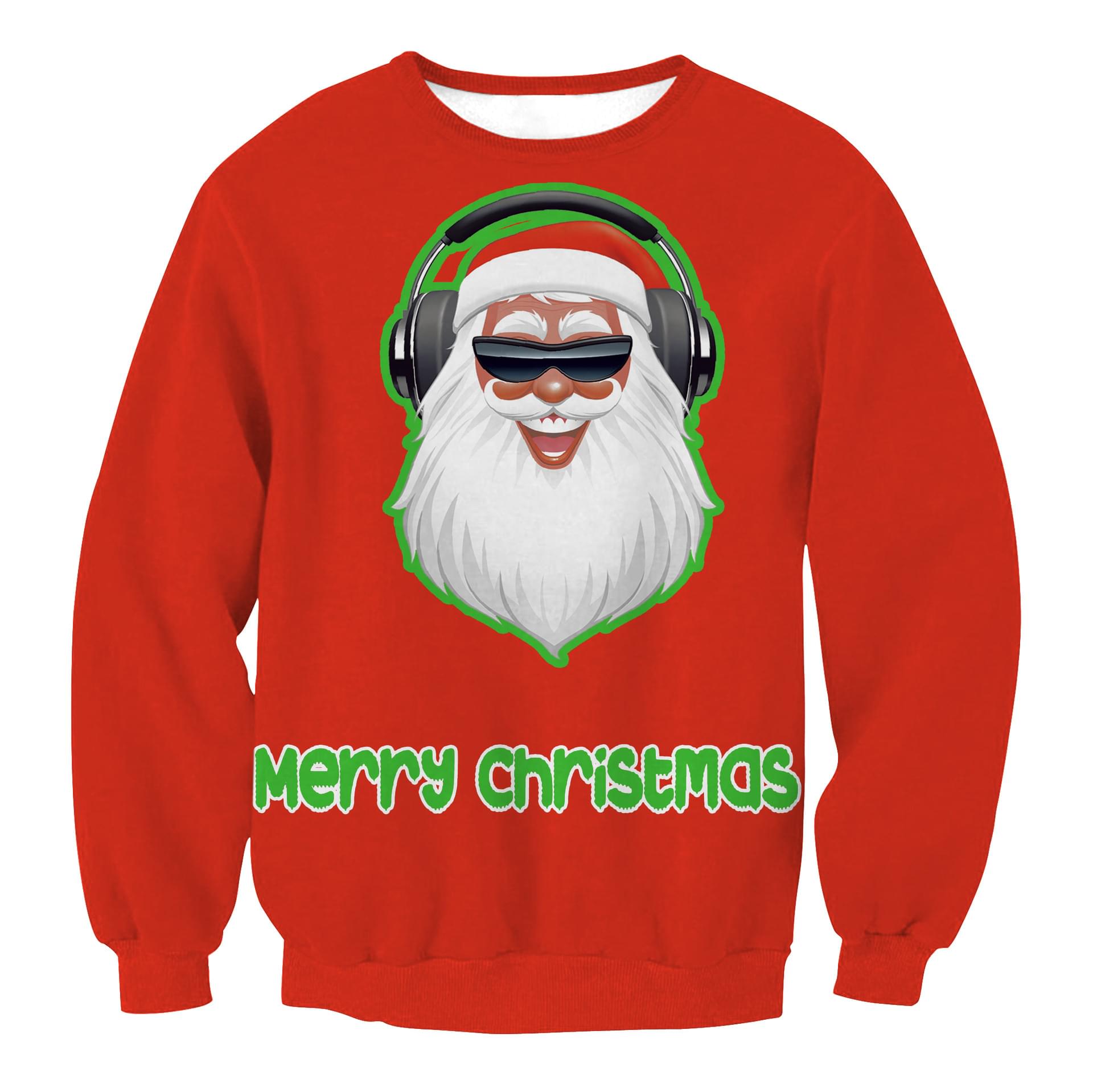 Unisex Merry Santa Claus Print Ugly Couple Christmas Pullover