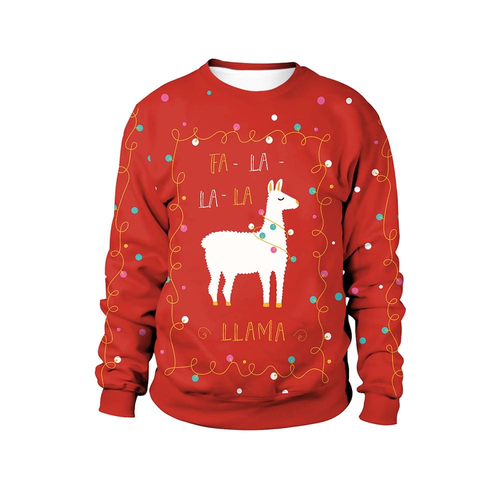 Cute Men Women Llama Print Ugly Christmas Sweatshirt