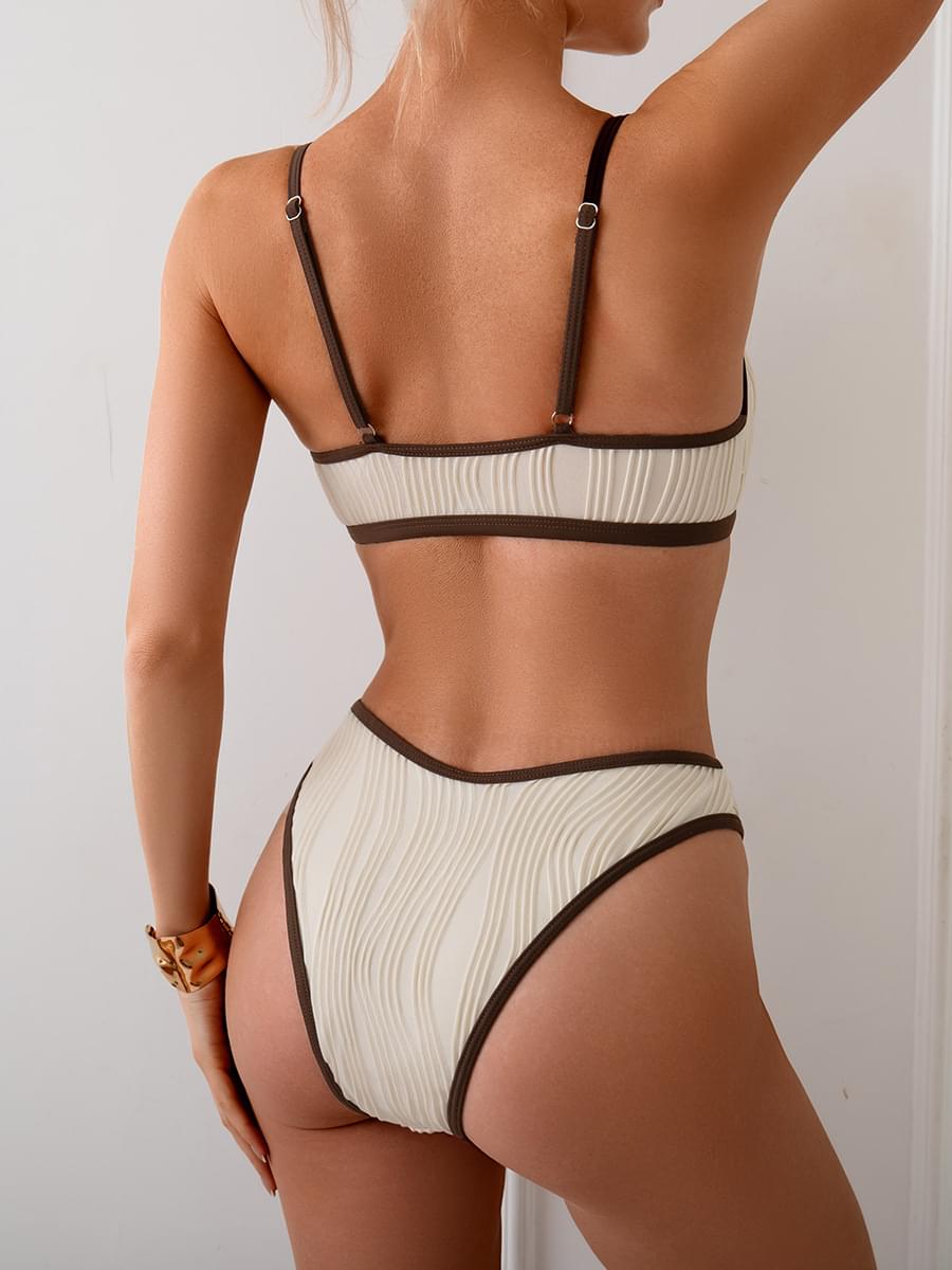 Women Scoop Crinkle Two Piece Bikini With Triangle Shorts