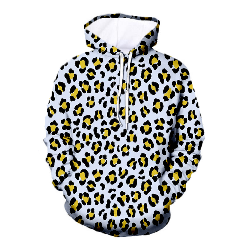 Unisex Pullover Cheetah Print Sweatshirt Hoodie Blue
