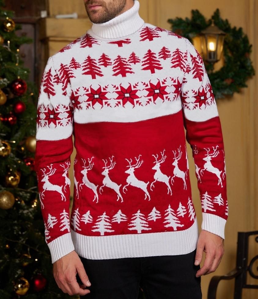 Snowflake Reindeer Print Matching Christmas Sweaters For Couples