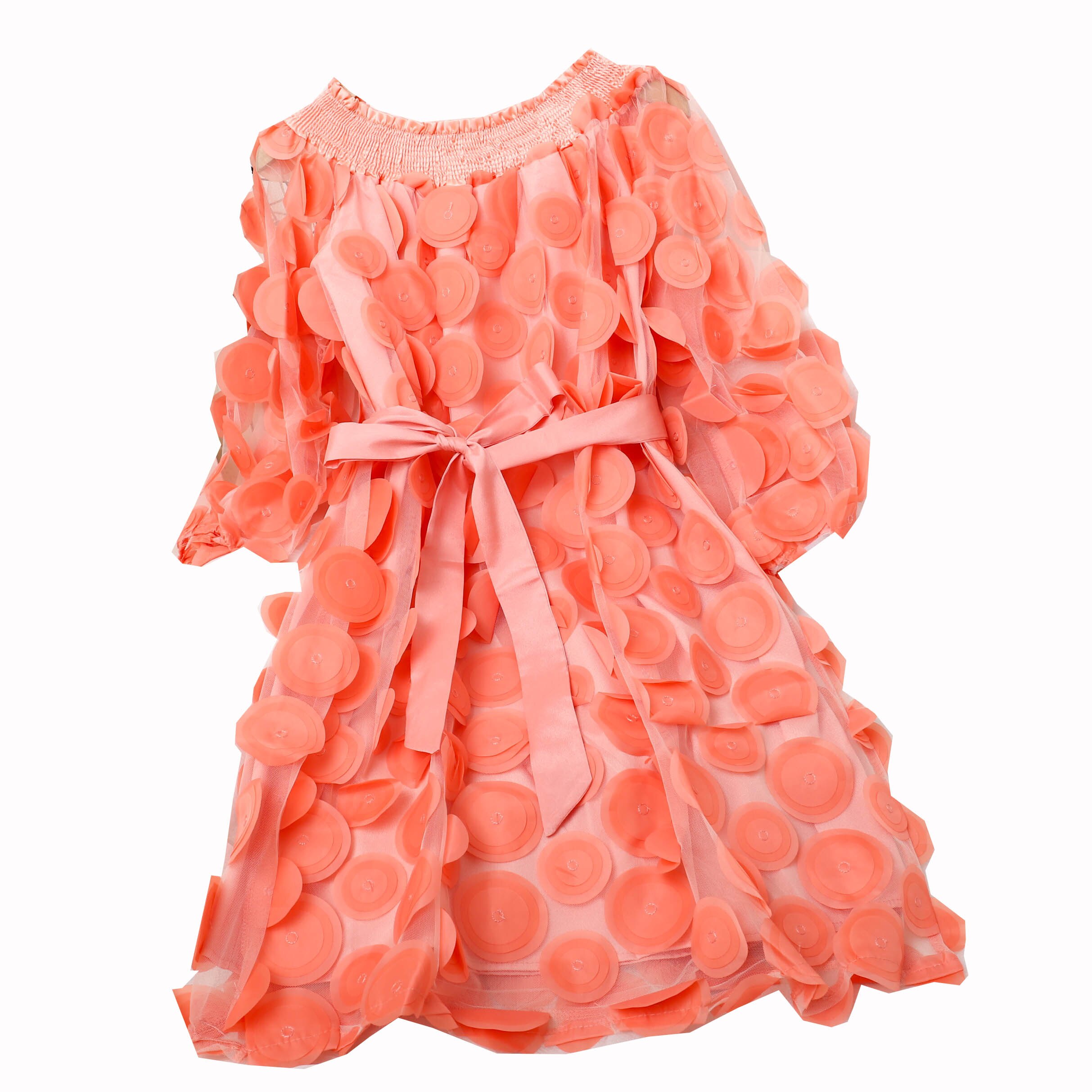 2023 Women Summer Slash Neck Puff Sleeve 3D Petals Flower Mesh Gauze Dress Lady Bandage Strap Elastic Ruffles Chiffon Chic Dress