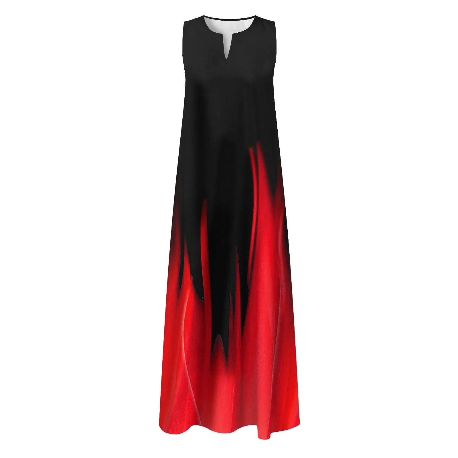 Casual Sleeveless Print V Neck Loose Tank Summer Outfits For Womens Dress Boho Beach Long Sundress With Pockets Women’S Clothing