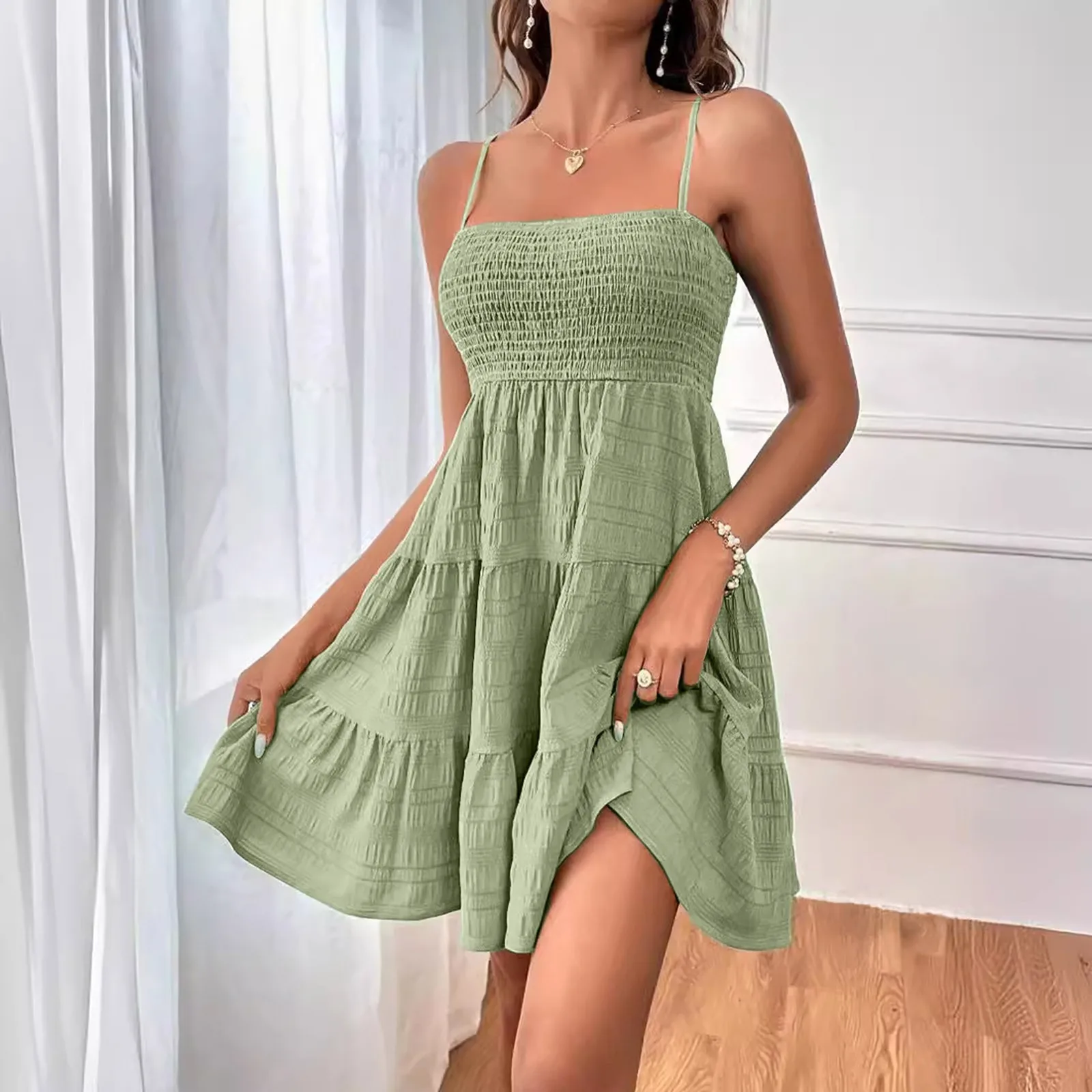 Party Dresses Short Dress Solid Ruffle Hem Short Dress Sleeveless Summer Mini Sexy Dress Dresses For Women 2024 Plus Size