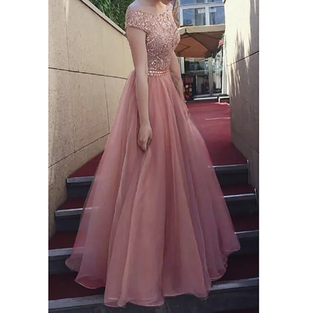 Women Sling Wedding Elegant Shoulder Gauzy pink lace up bridesmaid dresses new spring summer 2023 short Middle long style party