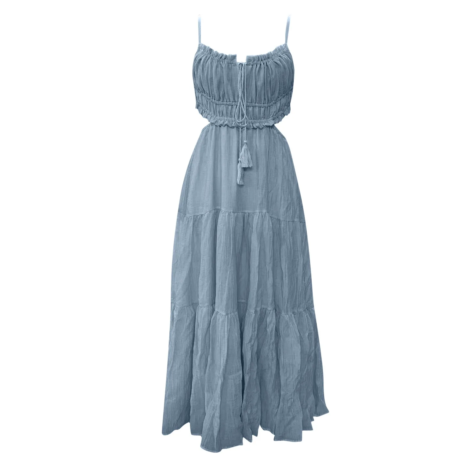 Hot Sale Fashion Sexy Dresses For Women 2023 Sexy Hollow V Neck Sleeveless Solid Panel Large Swing Long Dresses Free Shipping