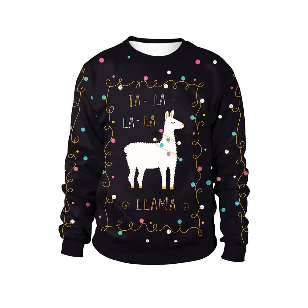Cute Men Women Llama Print Ugly Christmas Sweatshirt