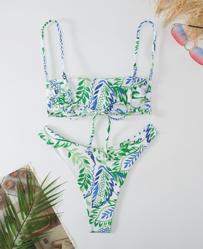 Ladies Bohemian Print Bandeau Tube Top 2 Piece Swimsuits