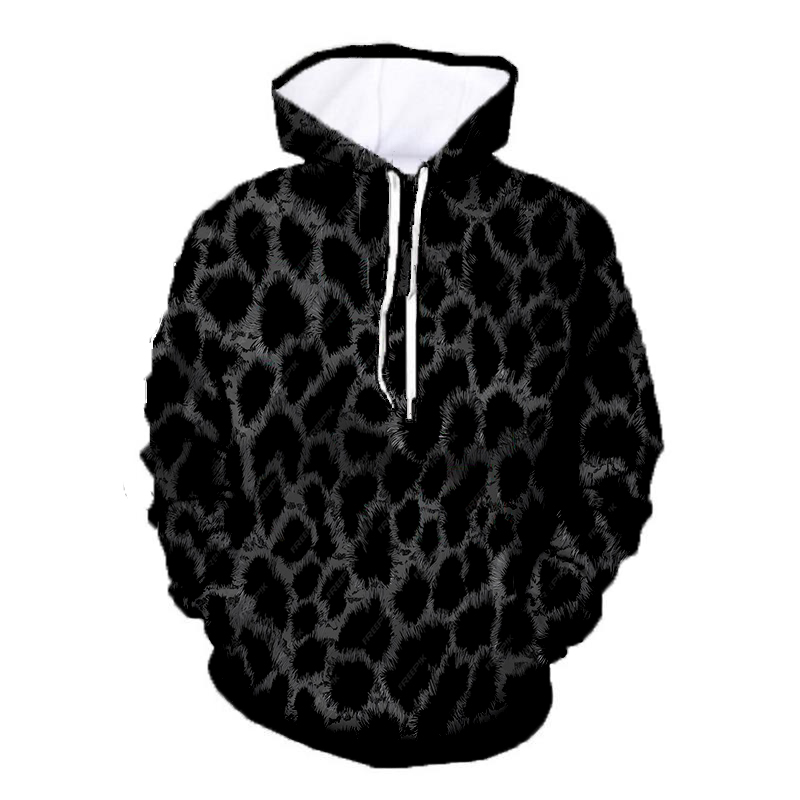 Unisex Pullover Black Leopard Hoodie Sweatshirt