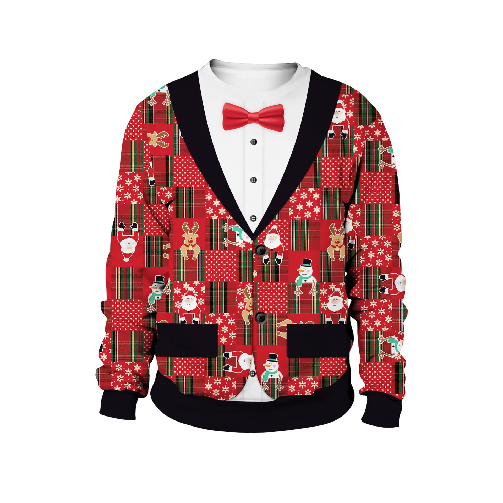 Cute Men Santa Suit Print Ugly Xmas Sweatshirt