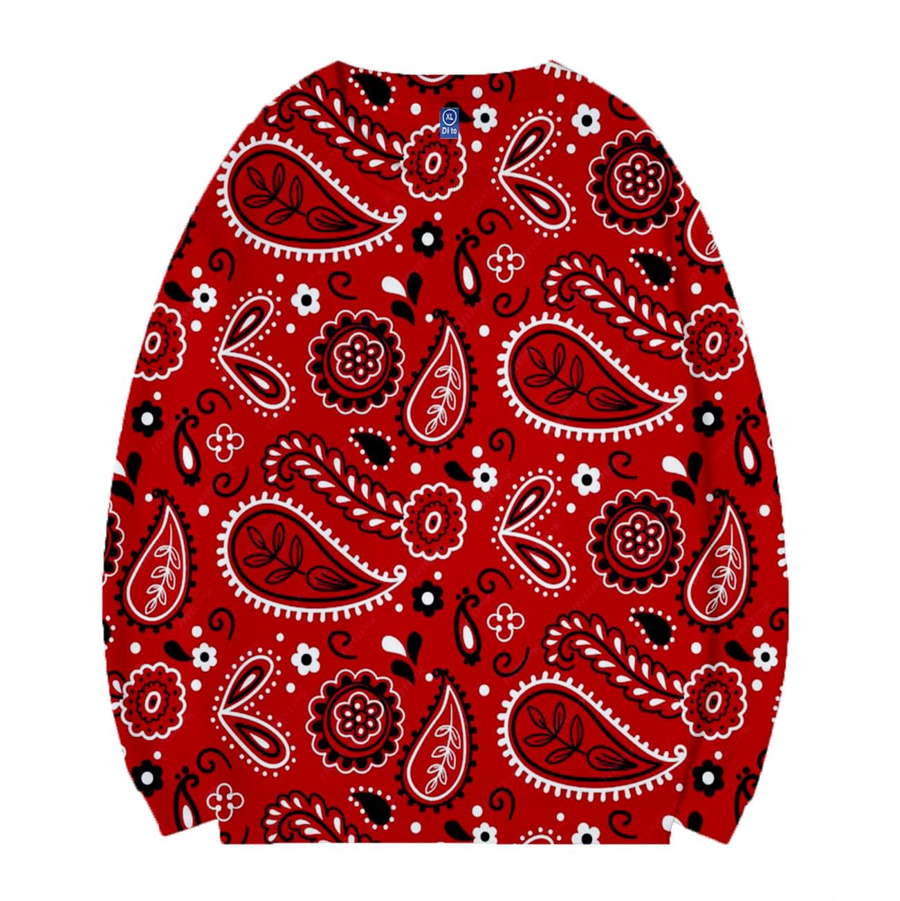 Women Pullover Red Bandana Print Sweatshirt