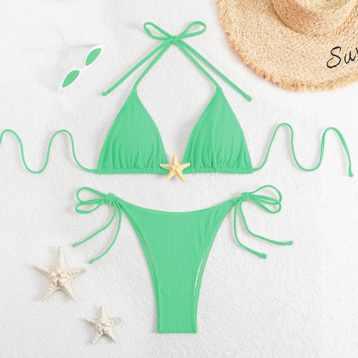 Women Starfish Crinkle Bikini Bottom Side Tie Two Piece Bathingsuits