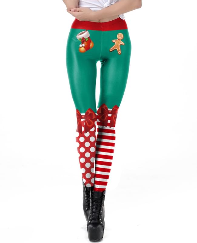 Women Candy Cane Ugly Christmas Leggings