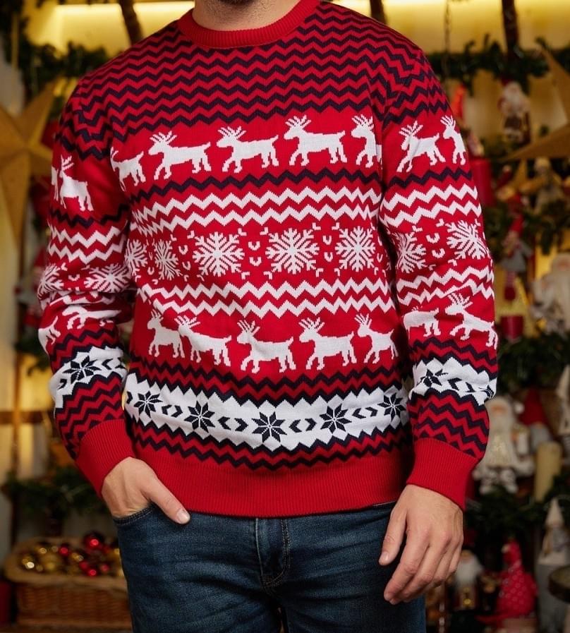 Snowflake Reindeer Print His And Hers Couples Christmas Sweaters