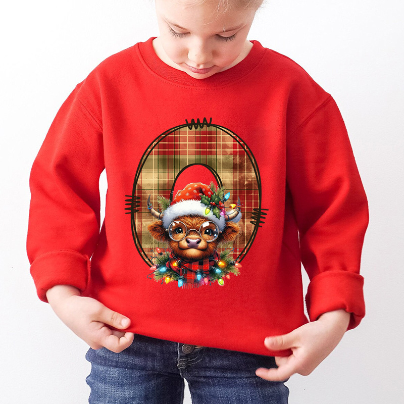Kids Letter A Alphabet Dog Print Christmas Sweatshirt