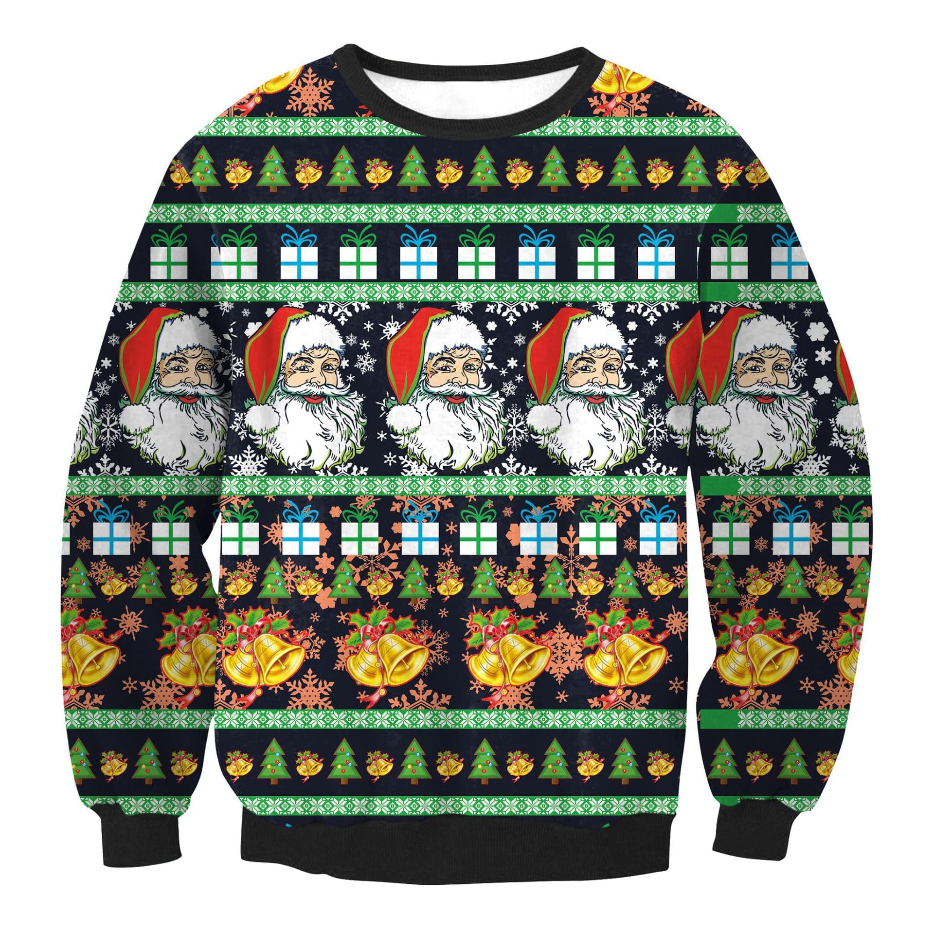 Unisex Santa Claus Print Ugly Couple Christmas Pullover