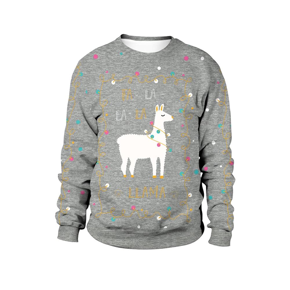 Cute Men Women Llama Print Ugly Christmas Sweatshirt
