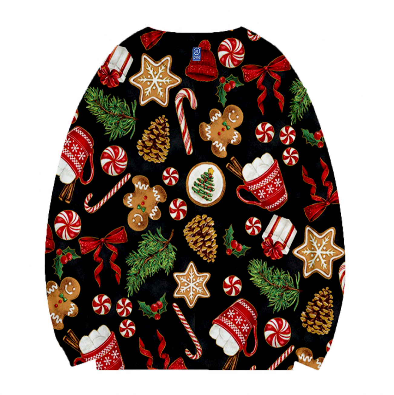 Women Gingerbread Christmas Sweatshirt Black