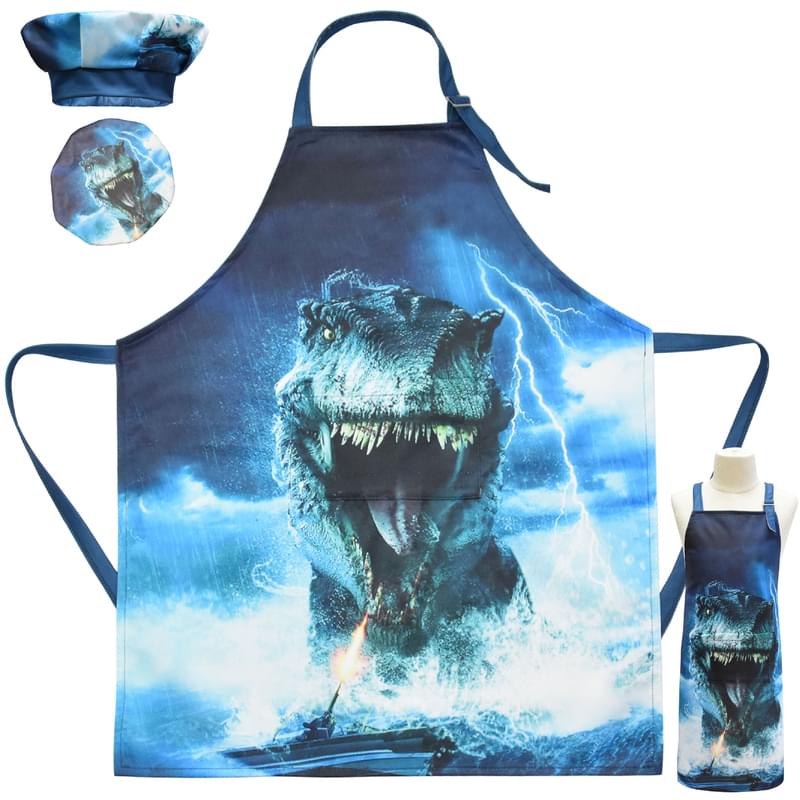 Boy 3D Print Dinosaur Tyrannosaurus Cooking Painting Baking Apro