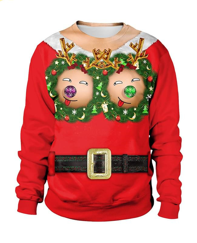 Funny Reindeer 3D Print Christmas Couples Sweatshirt