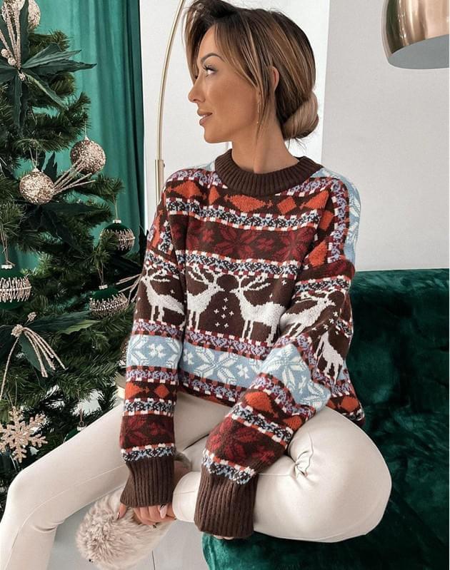 Ladies Vintage Snowflake Reindeer Christmas Sweaters
