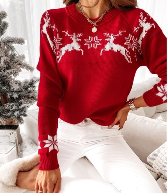 Ladies Snowflake Reindeer Christmas Sweaters