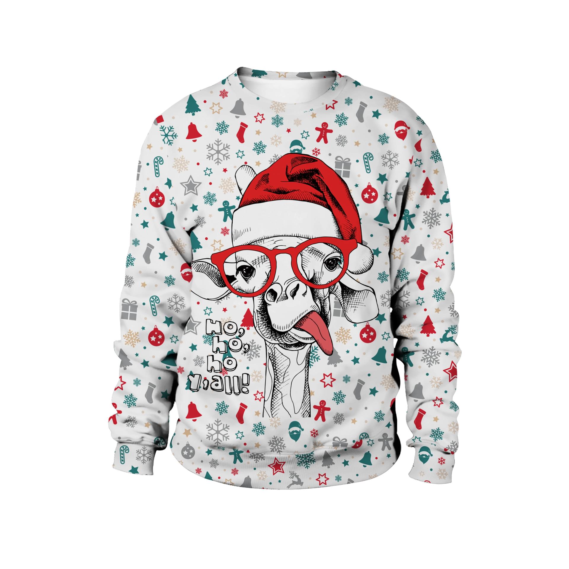 Men Ho Ho Ho Y,All Llama Print Ugly Xmas Sweatshirt