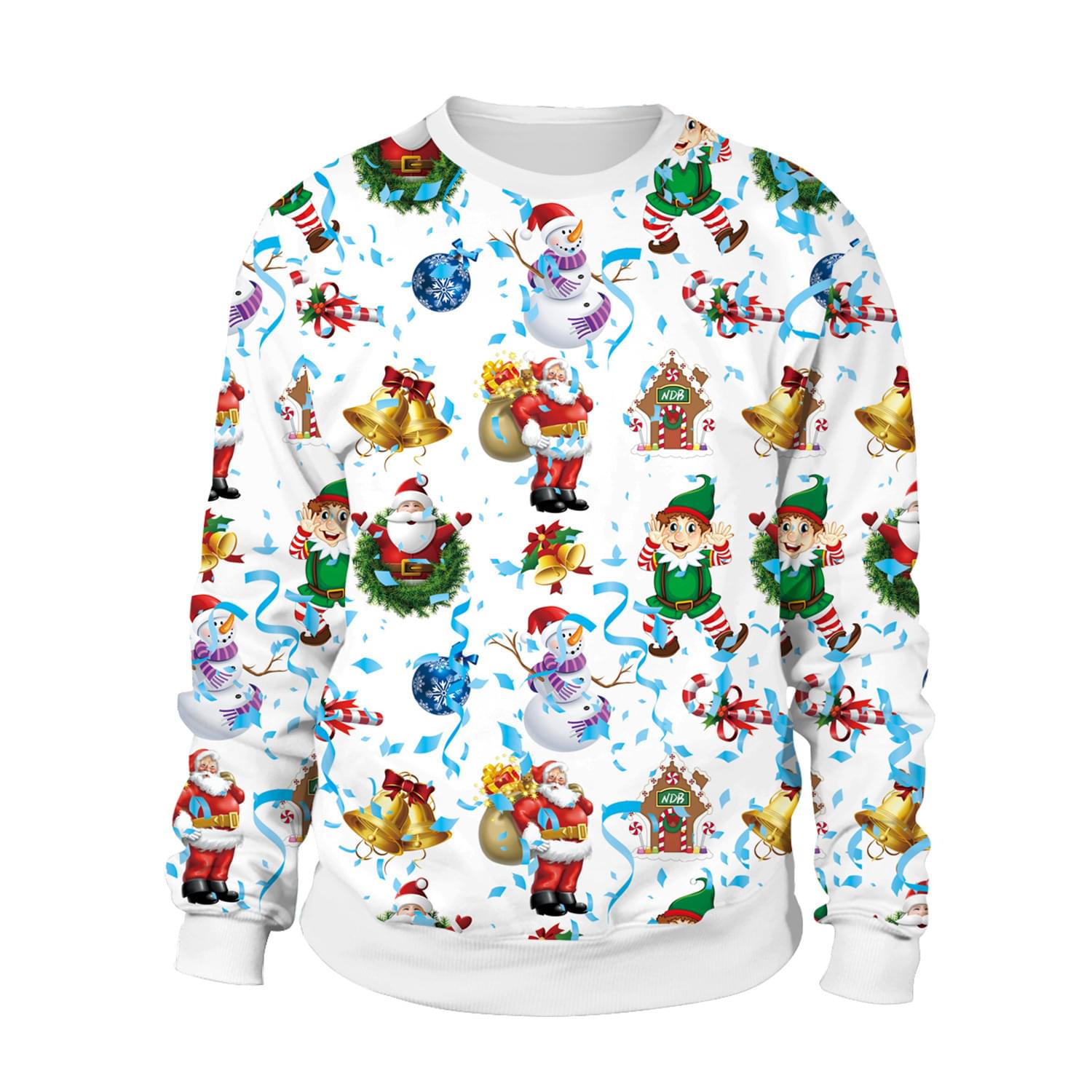 Cute Men Women Snowman Print Ugly Christmas Sweatshirt