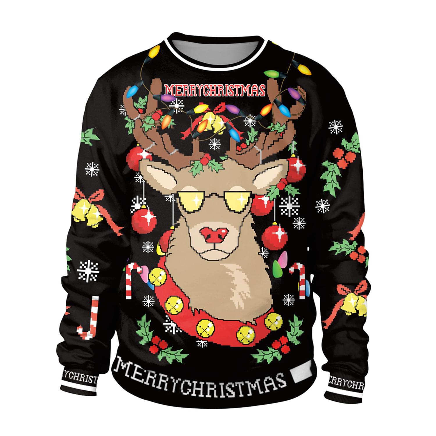 Men Merry Christmas Reindeer Ugly Christmas Sweatshirt