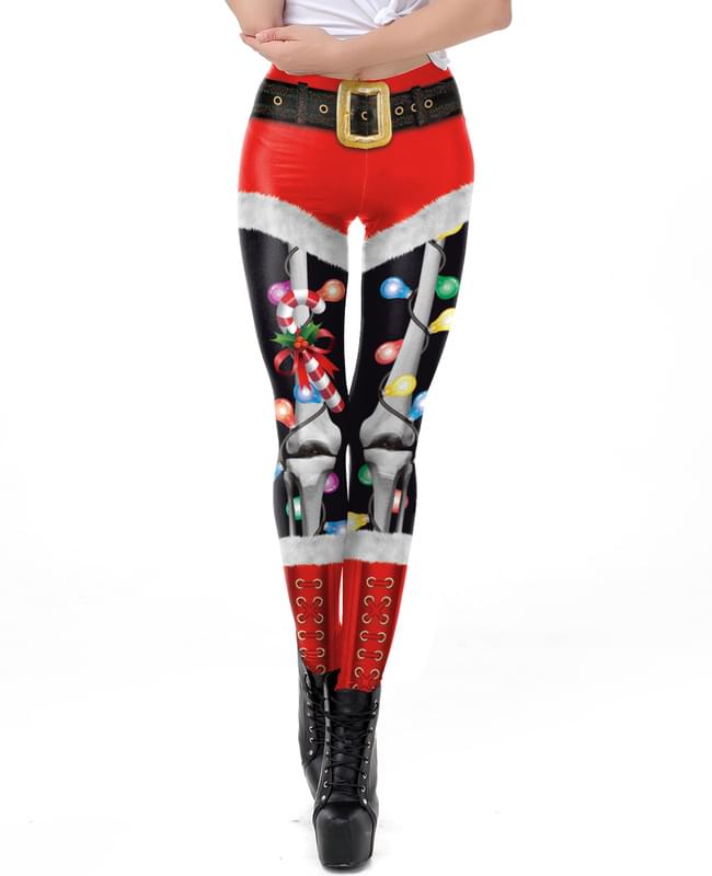 Women Skeleton Light Ugly Christmas Workout Leggings