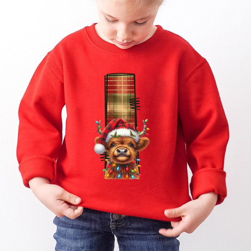 Kids Letter A Alphabet Dog Print Christmas Sweatshirt