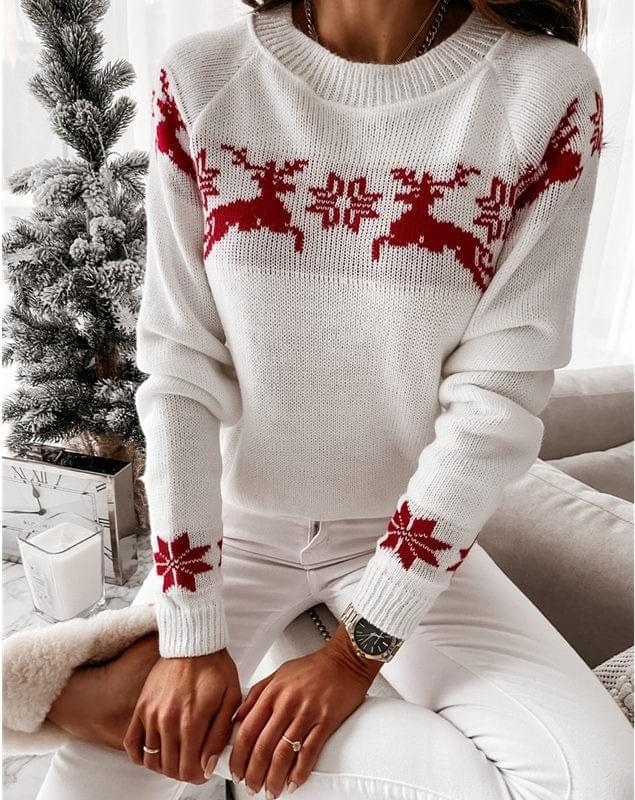 Ladies Snowflake Reindeer Christmas Sweaters