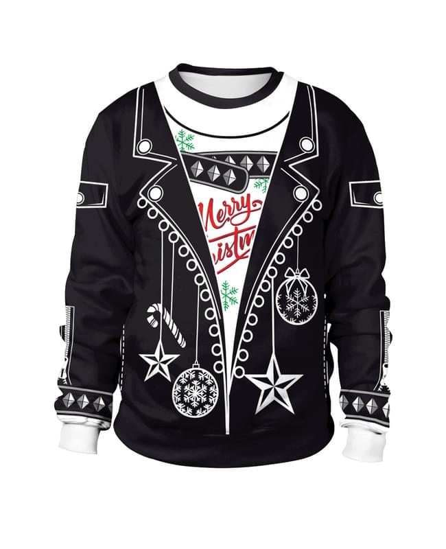 Merry Christmas 3D Print Ugly Sweatshirt Couples Black