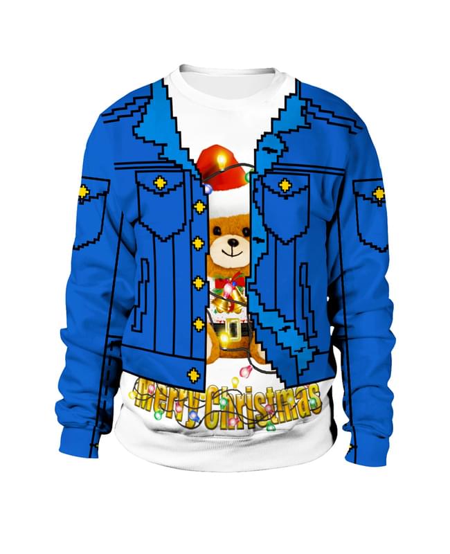 Merry Christmas Beer Print Ugly Couples Sweatshirt