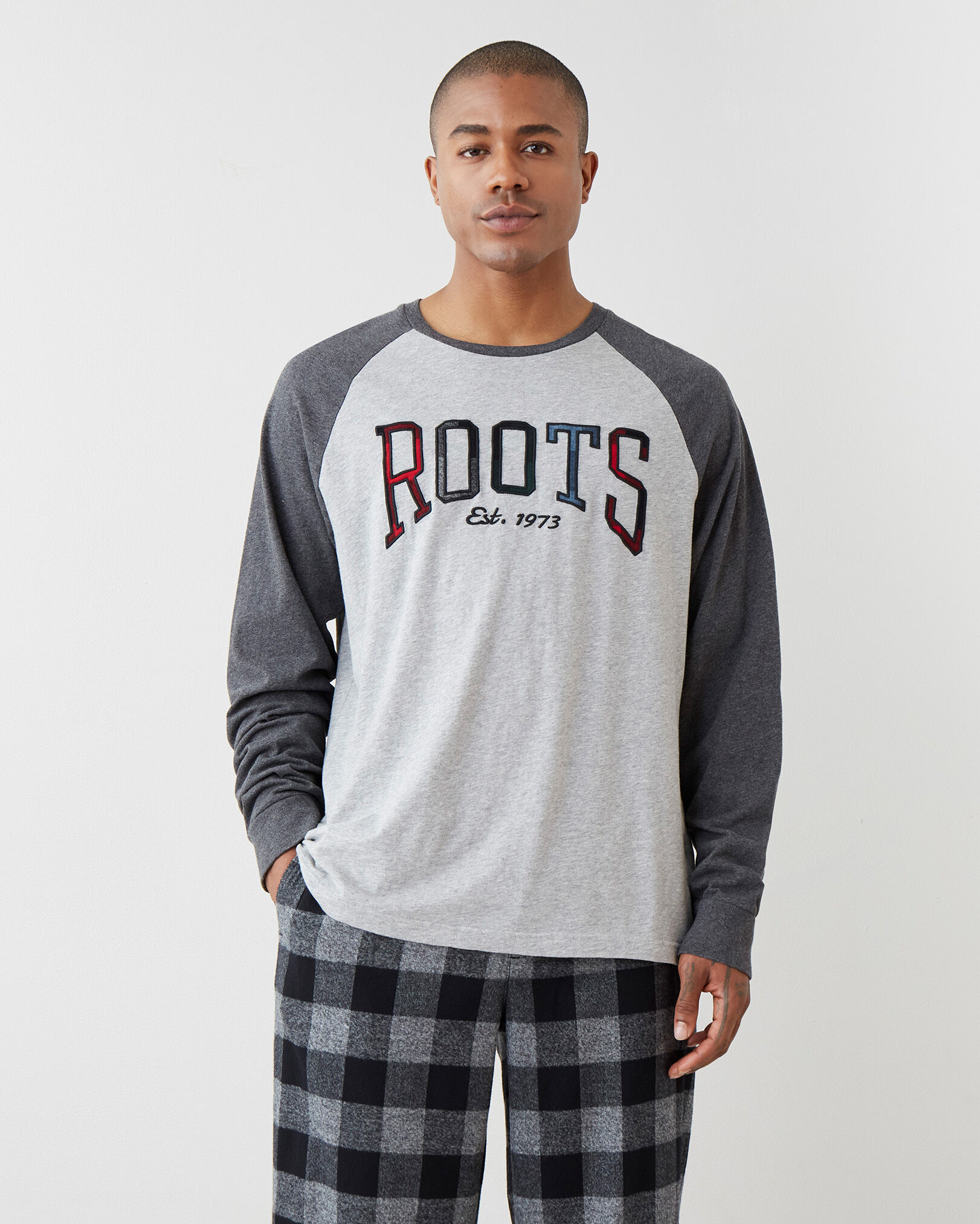 Mens Park Plaid Long Sleeve T-Shirt