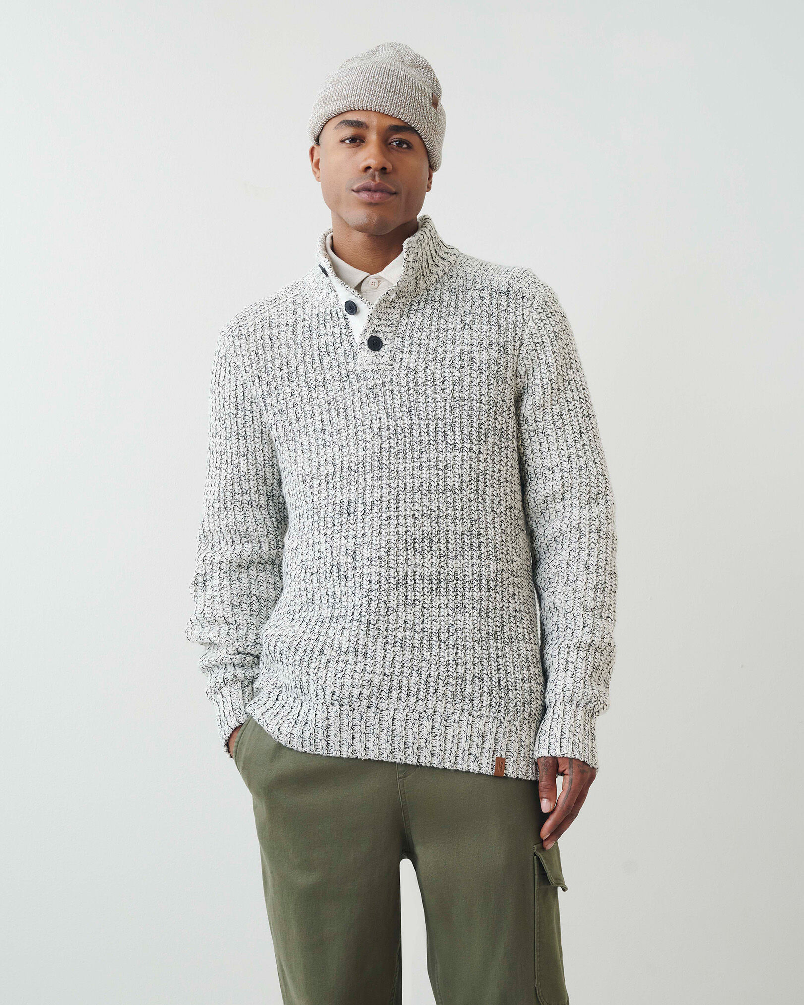 Snowy Fox Buttoned Mock