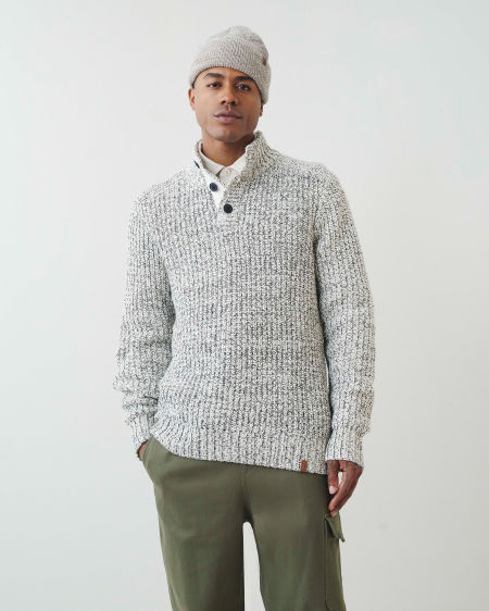 Snowy Fox Buttoned Mock