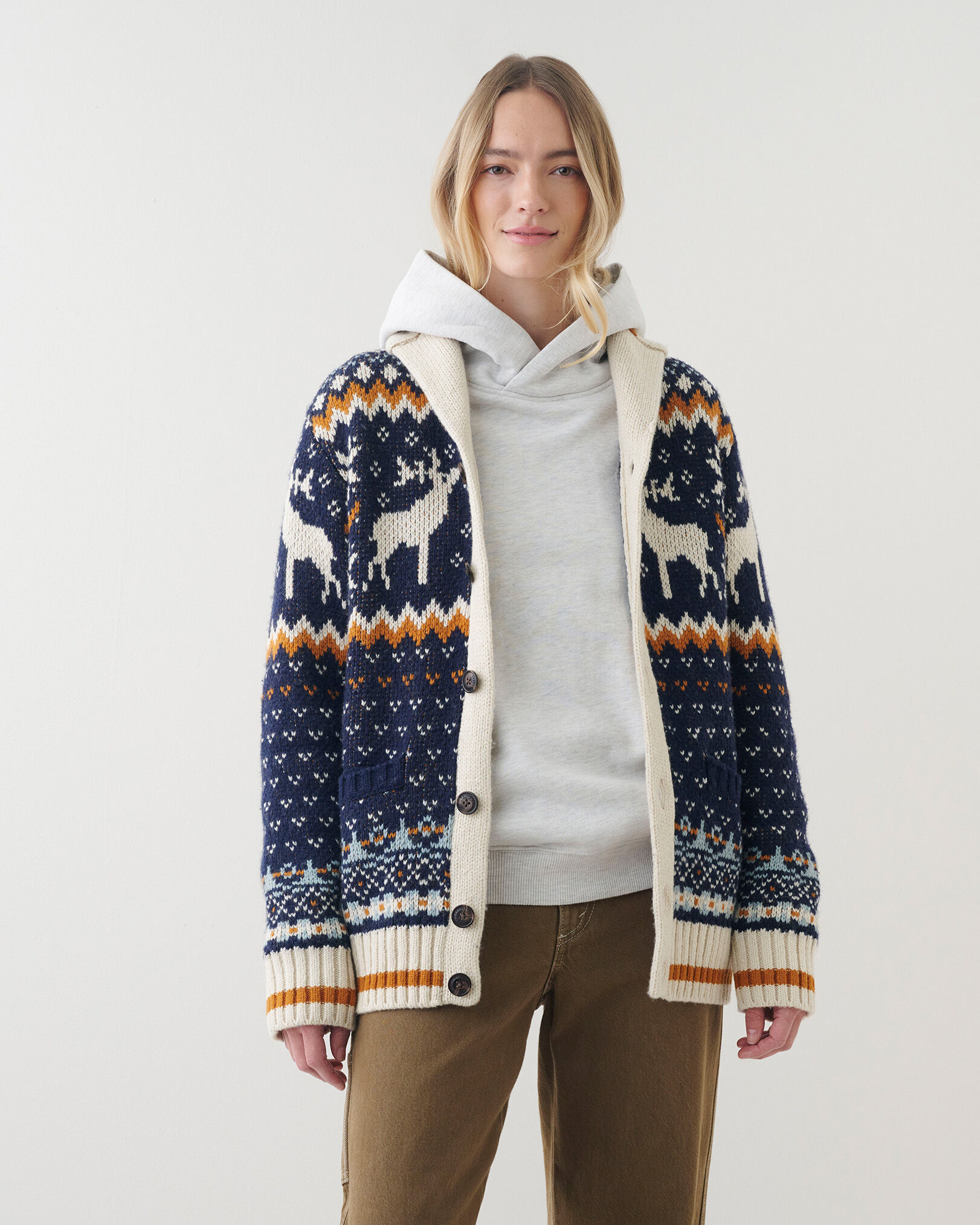 Gender Free Cabin Shawl Fair Isle Cardigan