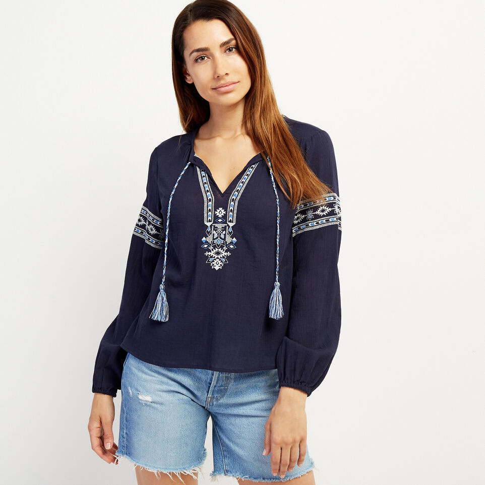 Roots Rimby Embroidered Peasant Top