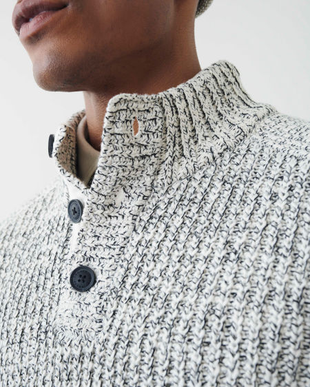 Snowy Fox Buttoned Mock