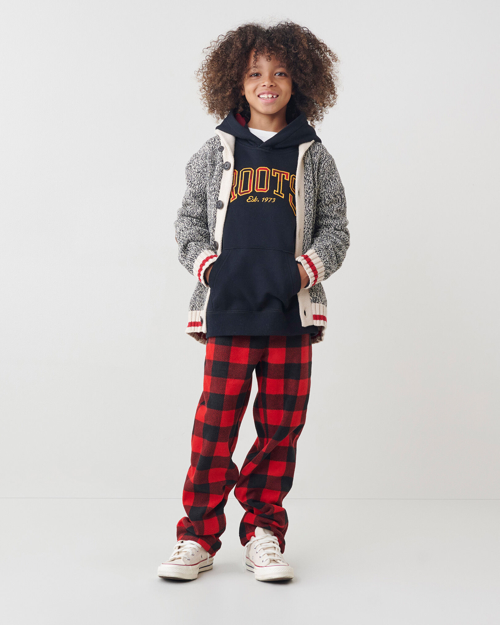 Kids Relaxed Park Plaid Hoodie
