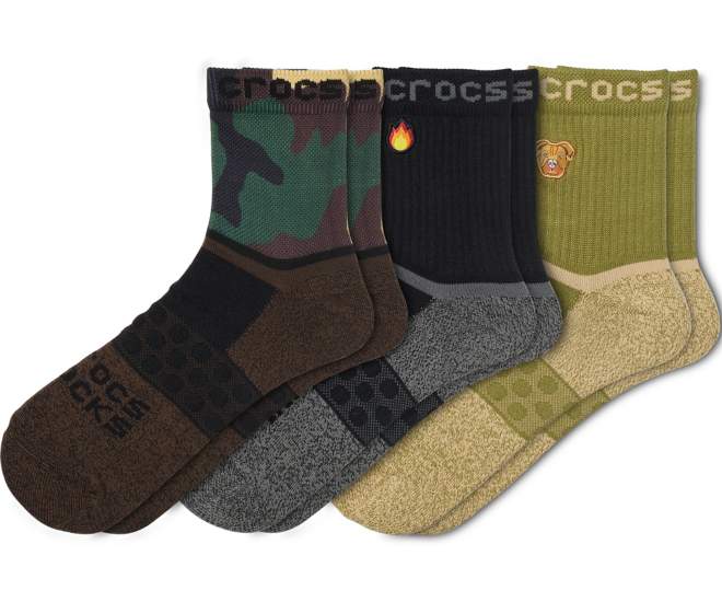 Crocs Socks Adult Quarter Graphic 3-Pack