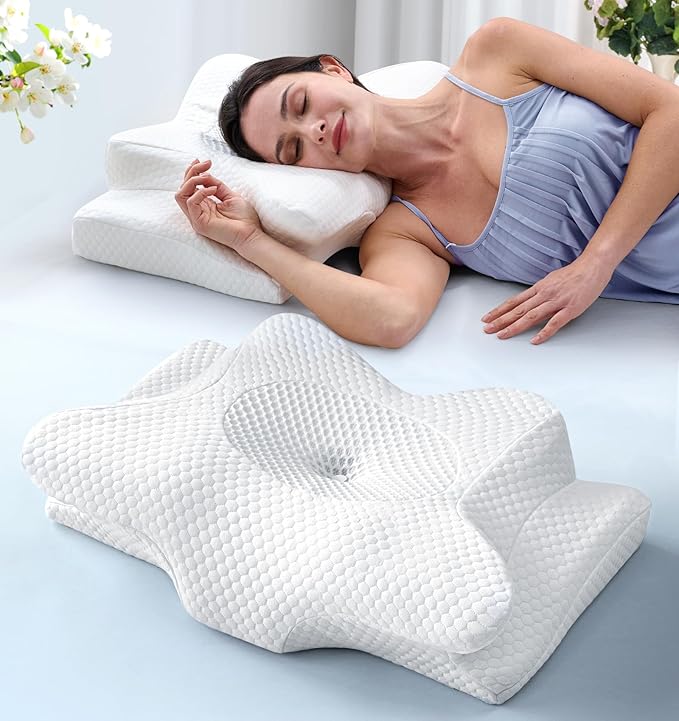 Clinical-Level Relief Cervical Neck Pillow for Sleeping, Orthopedic Contour Memory Foam Pillow for Side Sleepers, Cooling Reading Pillow for Neck Relief, Ergonomic for Back Stomach Sleepers