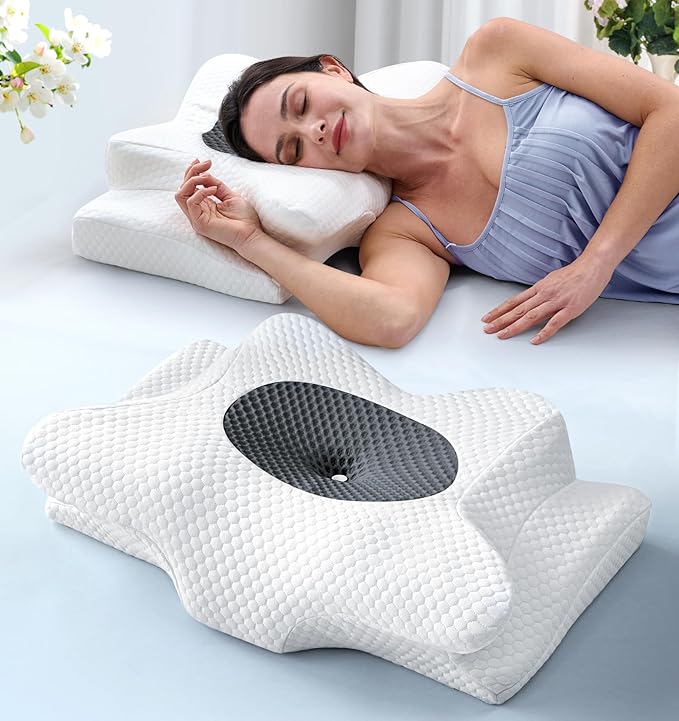 Clinical-Level Relief Cervical Neck Pillow for Sleeping, Orthopedic Contour Memory Foam Pillow for Side Sleepers, Cooling Reading Pillow for Neck Relief, Ergonomic for Back Stomach Sleepers