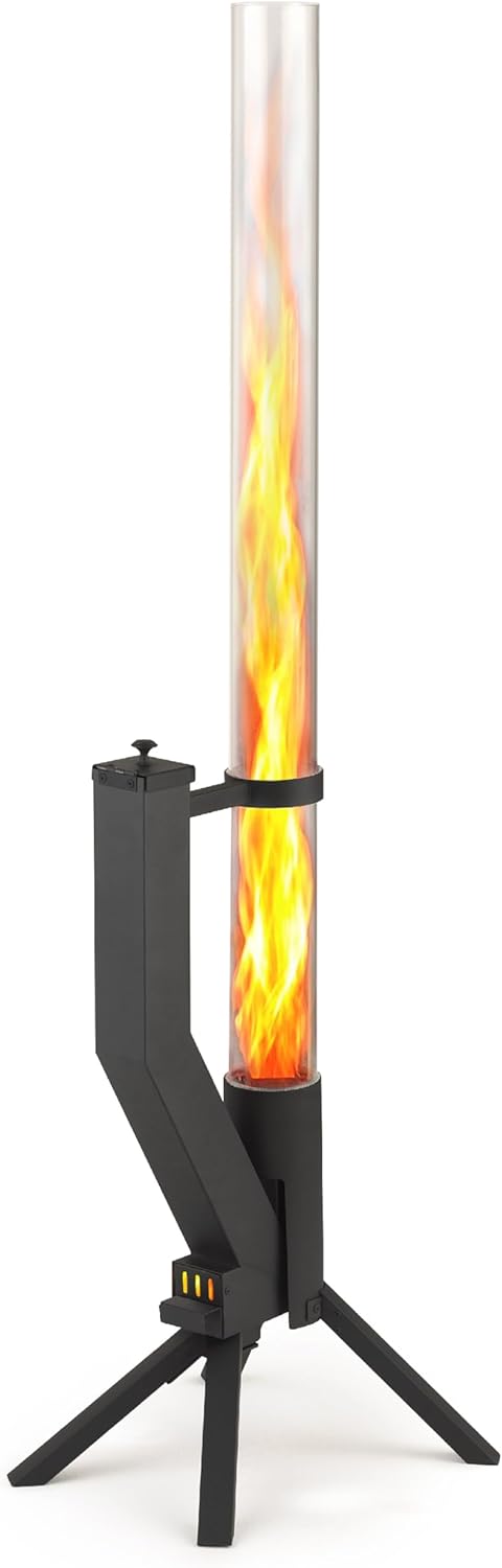 GARDENFLARE Smokeless Fire Pit - Outdoor Wood Pellet Fire Tube Stainless Steel firepit for Ambience Fire on Your Backyard, Patio, Porch & Garden (Matte Black, Classic)
