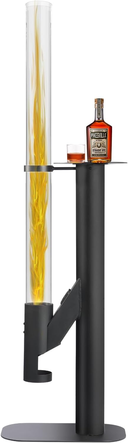 Rayzi 58 Inch Pellet Stove, Patio Heater Wood Pellet Heater, Pellet Fire Pit for Outdoor - Smokeless Wood Pellet Burning Flame, Outside Backyard Bonfire, Fireplace for Camping Patio Garden Picnic