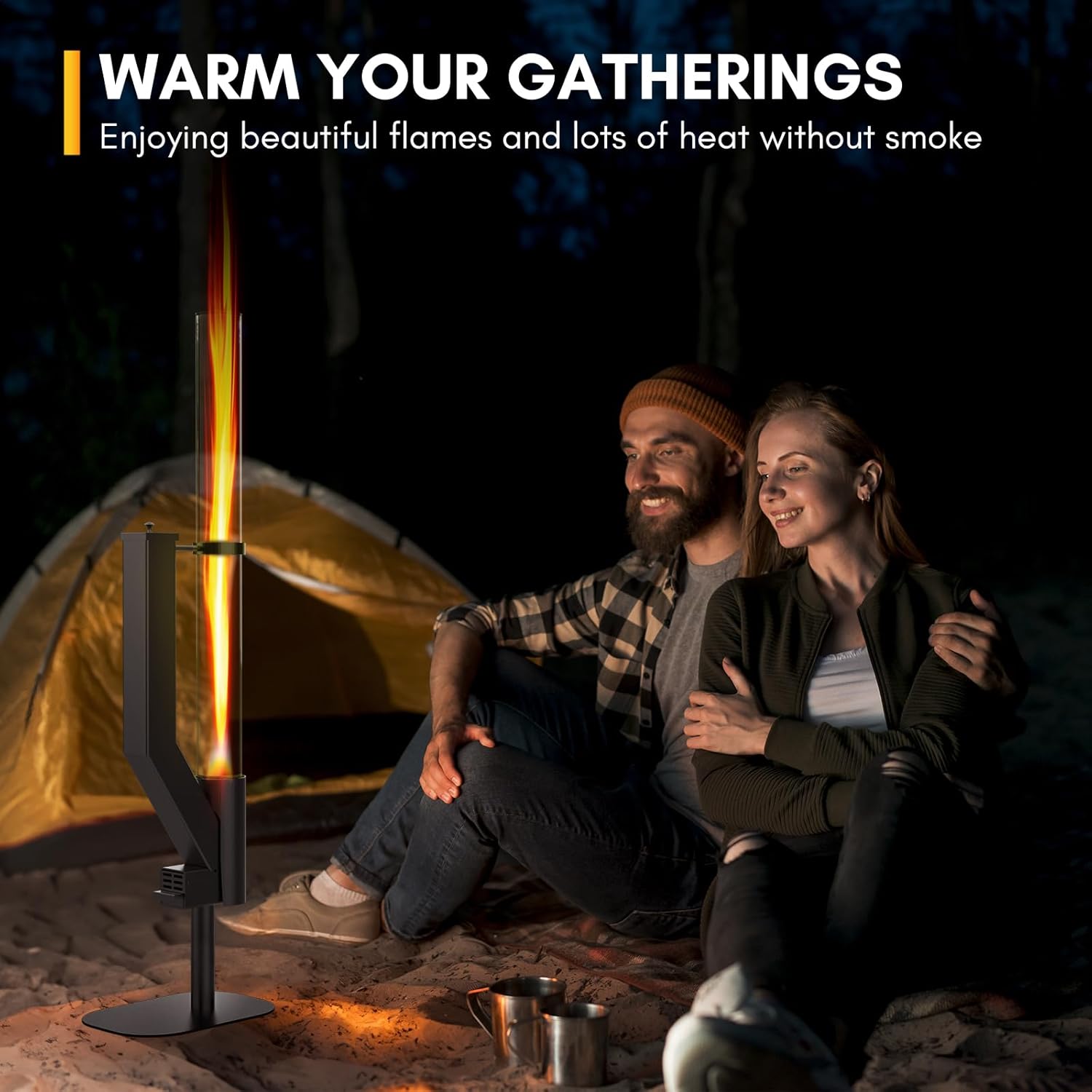 Rayzi 58 Inch Pellet Stove, Patio Heater Wood Pellet Heater, Pellet Fire Pit for Outdoor - Smokeless Wood Pellet Burning Flame, Outside Backyard Bonfire, Fireplace for Camping Patio Garden Picnic