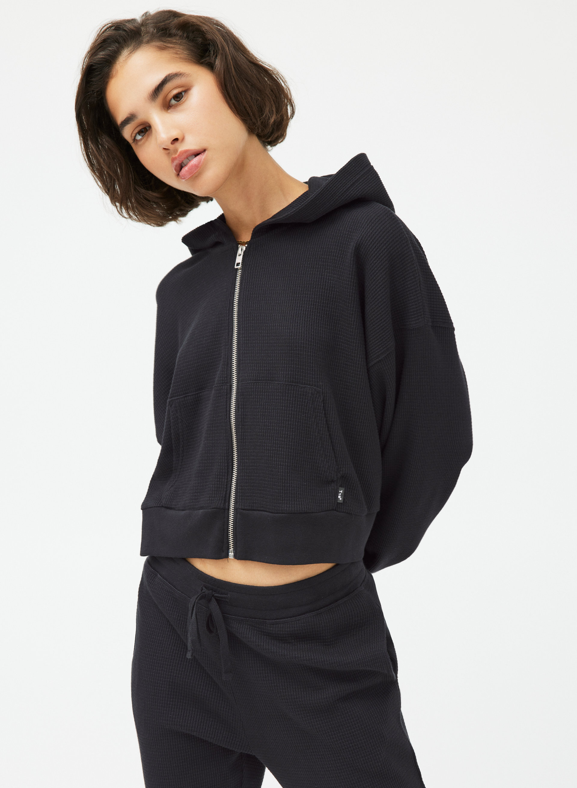 Boxy Thermal Zip Hoodie