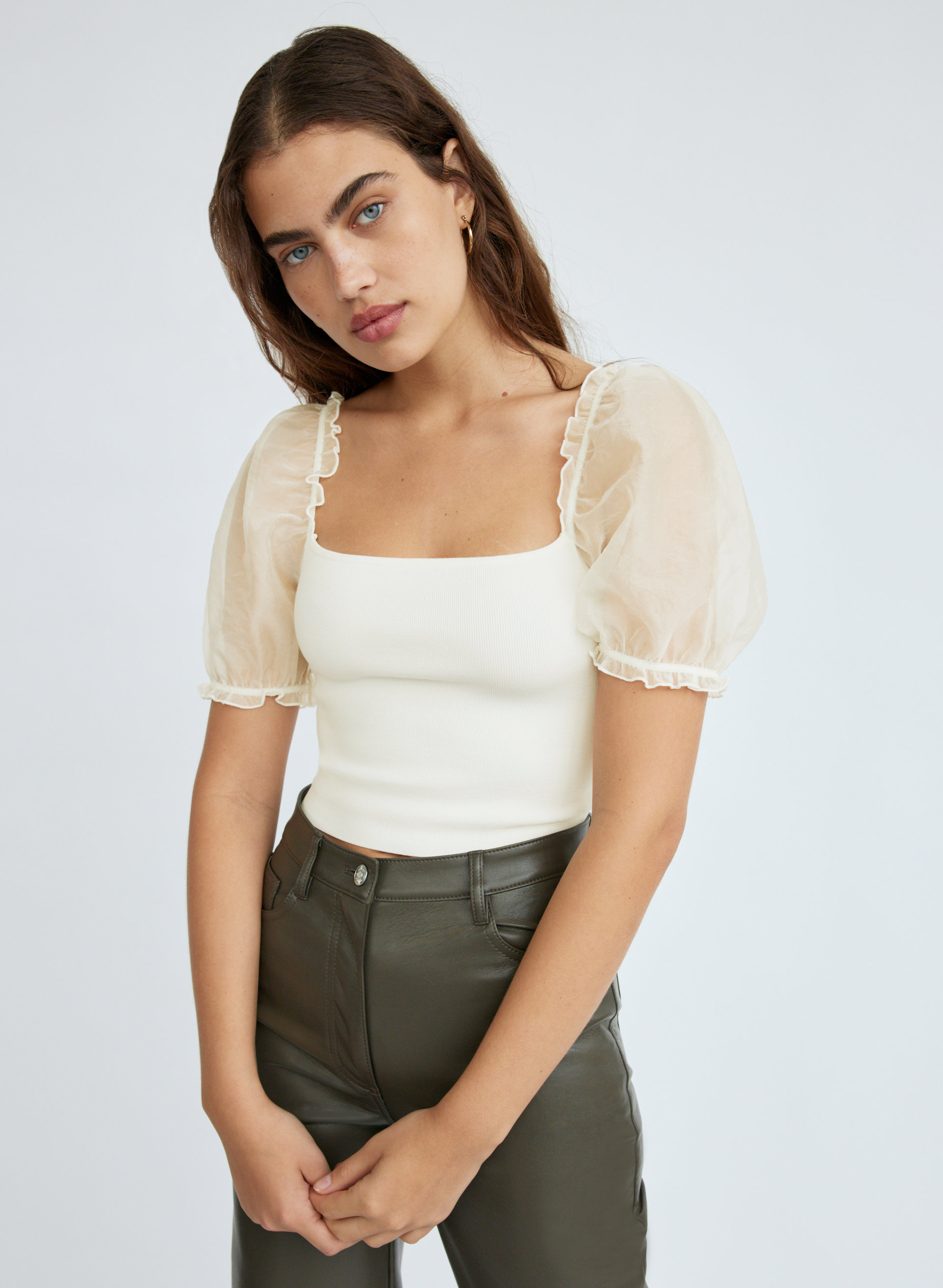 Sheer-Sleeve Top